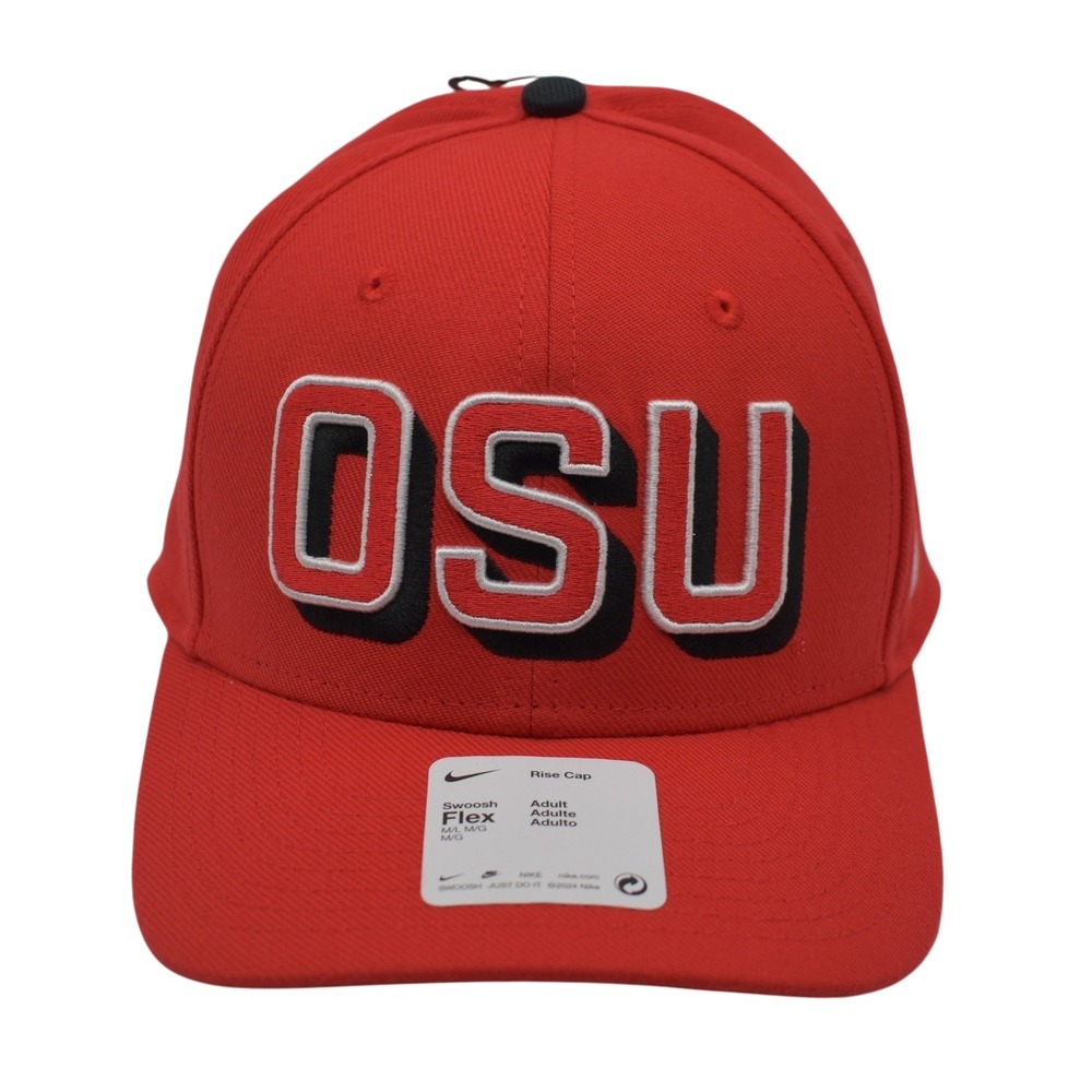 Nike Dri-FIT Ohio State Buckeyes Rise Cap Swoosh Flex Fitted OSU Hat Red M/L NWT
